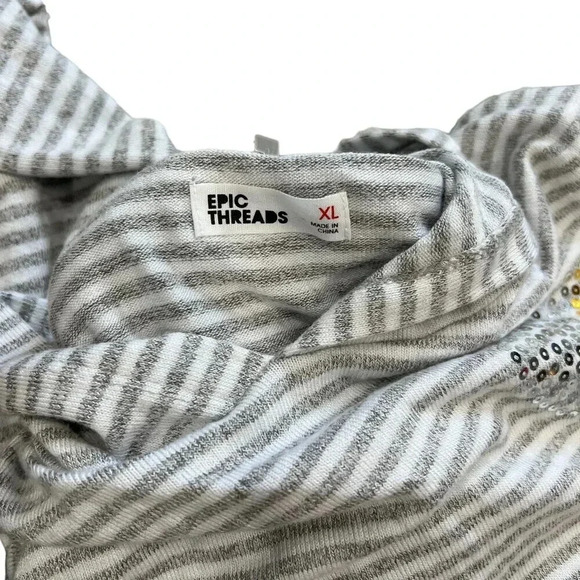 Epic Threads Gray Striped Peplum Hoodie XL - Picture 5 of 5